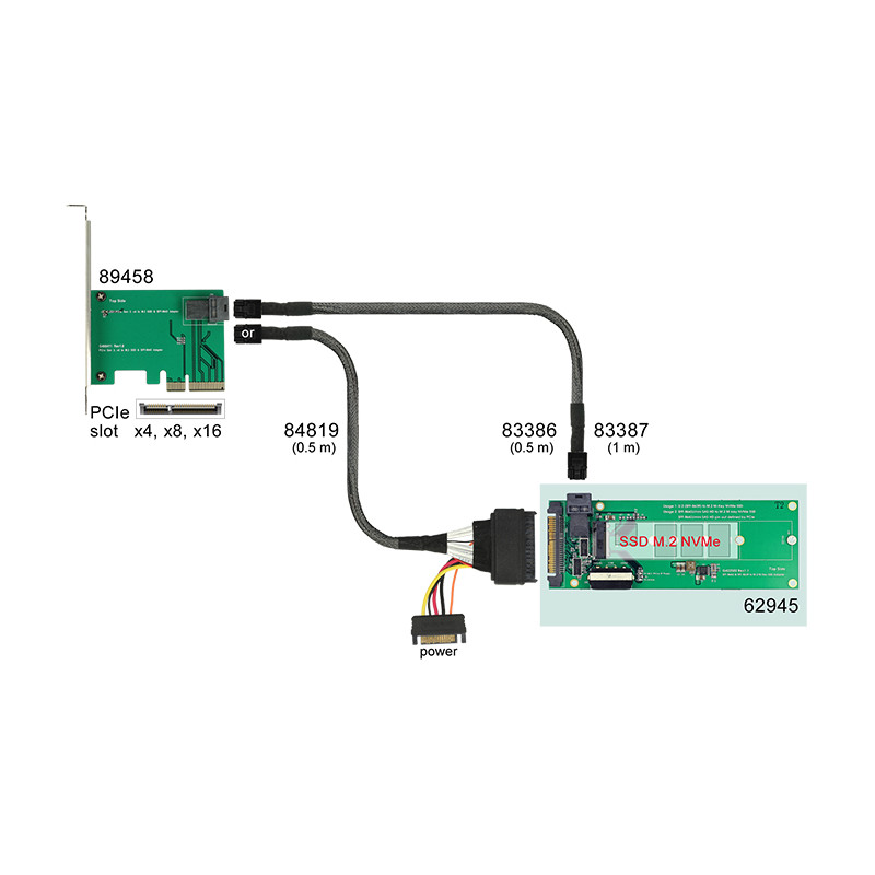 Delock Konverter U.2 SFF-8639 / SFF-8643 NVMe - 1 x M.2 Key M
