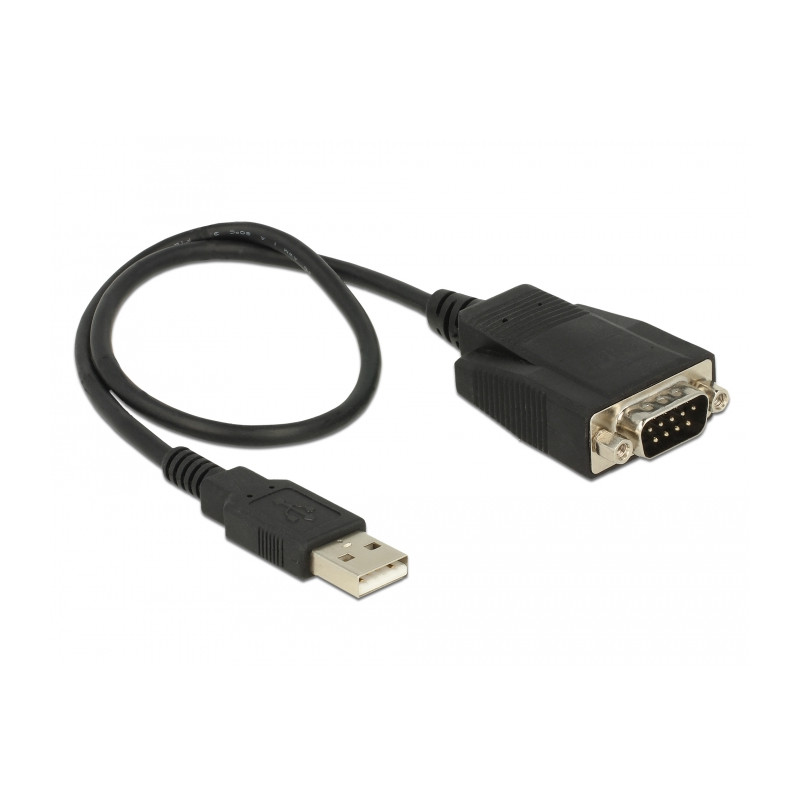 Delock Adapter USB 2.0 Typ-A Stecker - 1 x Seriell RS-232 DB9 Stecker mit Schrauben und Muttern ESD Überspannungsschutz