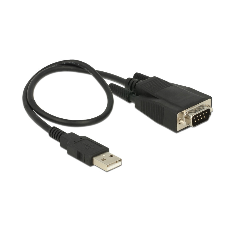 Delock Adapter USB 2.0 Typ-A Stecker - 1 x Seriell RS-232 DB9 Stecker mit Schrauben und Muttern ESD Überspannungsschutz