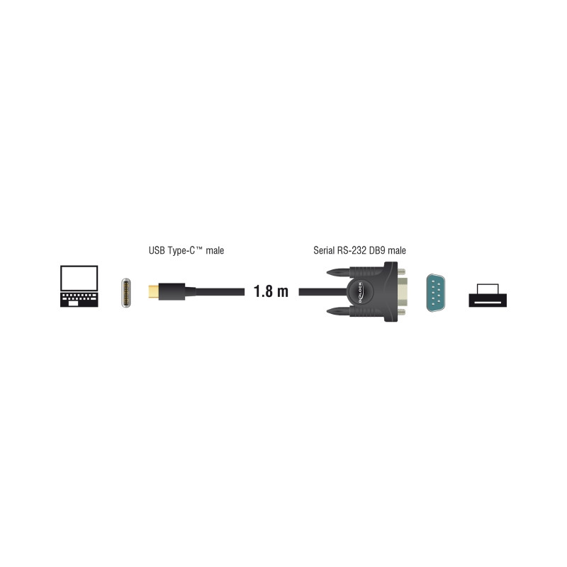 Delock Adapter USB Type-C™ - 1 x Seriell DB9 RS-232