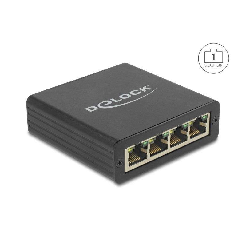 Delock USB Typ-B Netzwerk Adapter Gigabit LAN 4 x RJ45