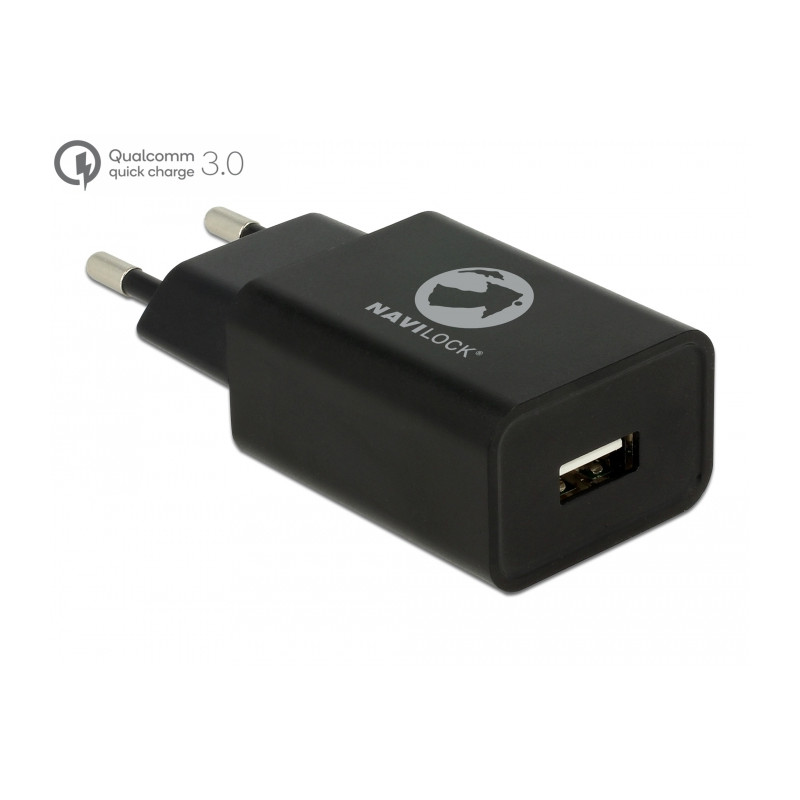 Navilock Ladegerät 1 x USB Typ A mit Qualcomm® Quick Charge™ 3.0 schwarz