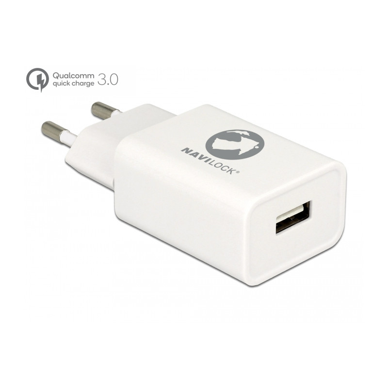 Navilock Ladegerät 1 x USB Typ-A mit Qualcomm® Quick Charge™ 3.0 weiß