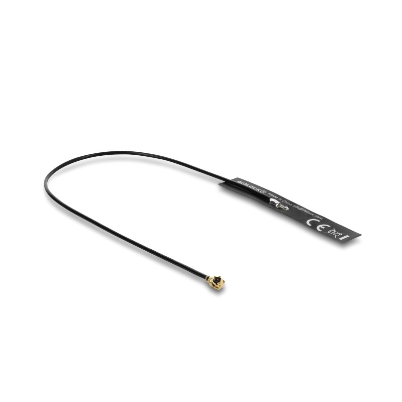 Delock WiFi 2,4 GHz Antenne I-PEX Inc., MHF® I Stecker 3,4 dBi omnidirektional mit Anschlusskabel 1.13 18 cm FPC intern Klebemon