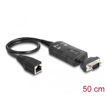 Delock Konverter Ethernet LAN RJ45 10/100 Mbps Buchse zu seriell RS-232 DB9 Stecker mit Muttern