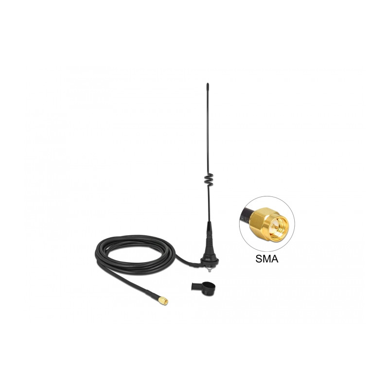 Delock LPWAN 868 MHz Antenne SMA Stecker 3,5 dBi starr omnidirektional mit Anschlusskabel RG-58 C/U 2,5 m outdoor schwarz