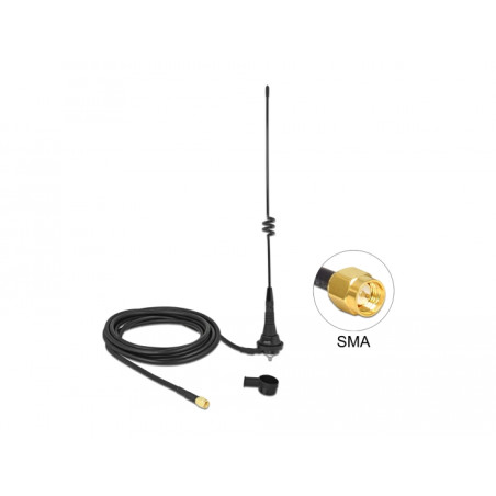 Delock LPWAN 868 MHz Antenne SMA Stecker 3,5 dBi starr omnidirektional mit Anschlusskabel RG-58 C/U 2,5 m outdoor schwarz