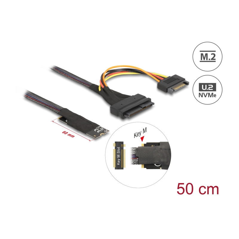 Delock M.2 Key M zu U.2 SFF-8639 NVMe Adapter mit 50 cm Kabel