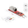 Delock Konverter M.2 Key B+M Stecker zu 1 x RJ45 2,5 Gigabit LAN Port horizontal