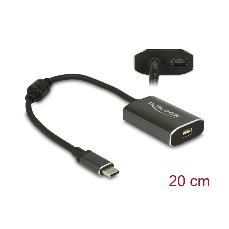 Delock Adapter USB Type-C™ Stecker - mini DisplayPort Buchse (DP Alt Mode) 4K 60 Hz mit PD Funktion