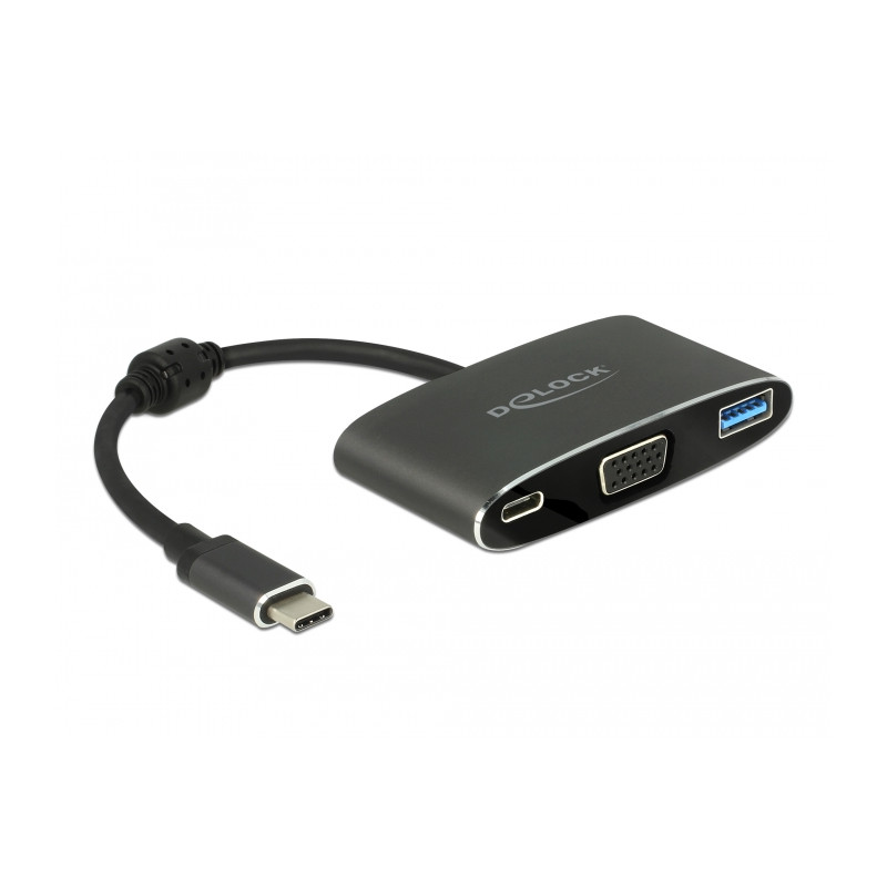 Delock Adapter USB Type-C™ Stecker - VGA Buchse (DP Alt Mode) + USB Typ-A + USB Type-C™ PD