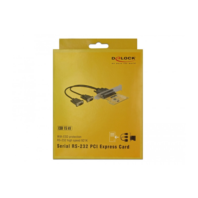 Delock PCI Express x1 Karte zu 2 x Seriell RS-232 High Speed 921K ESD Überspannungsschutz