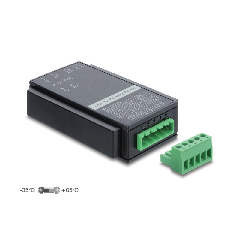 Delock Konverter Ethernet LAN TCP/IP RJ45 zu RS-485/RS-422 Terminalblock mit Überspannungsschutz