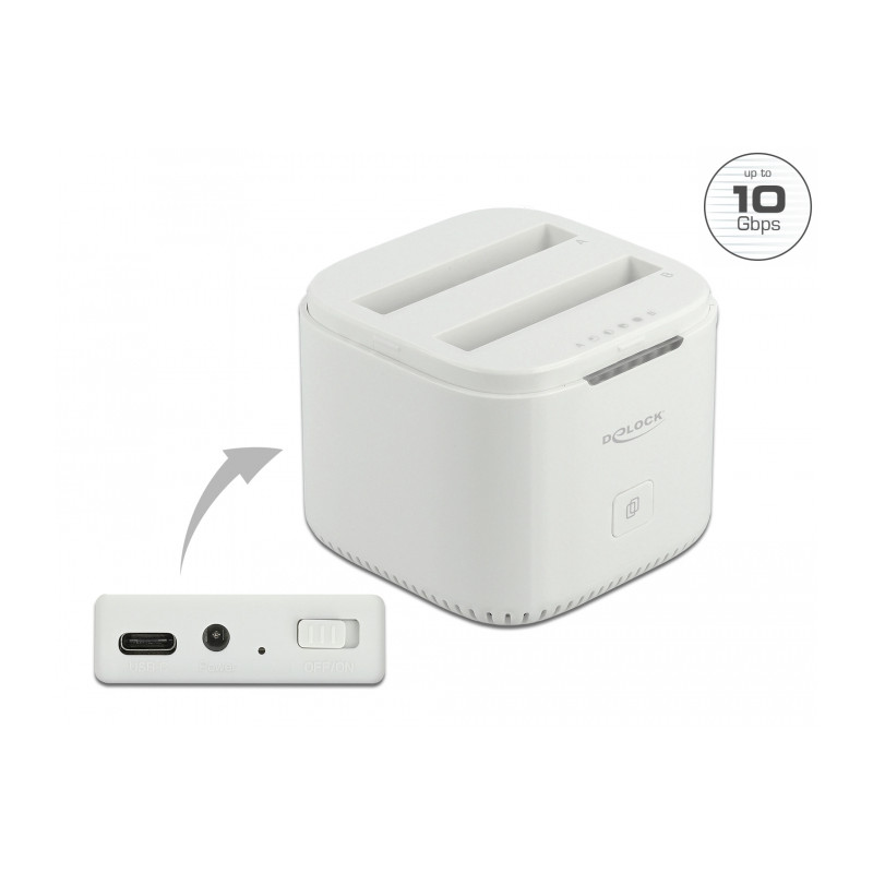 Delock USB Type-C™ 3.2 Dockingstation für 2 x 2.5″ SATA HDD / SSD mit Klon Funktion
