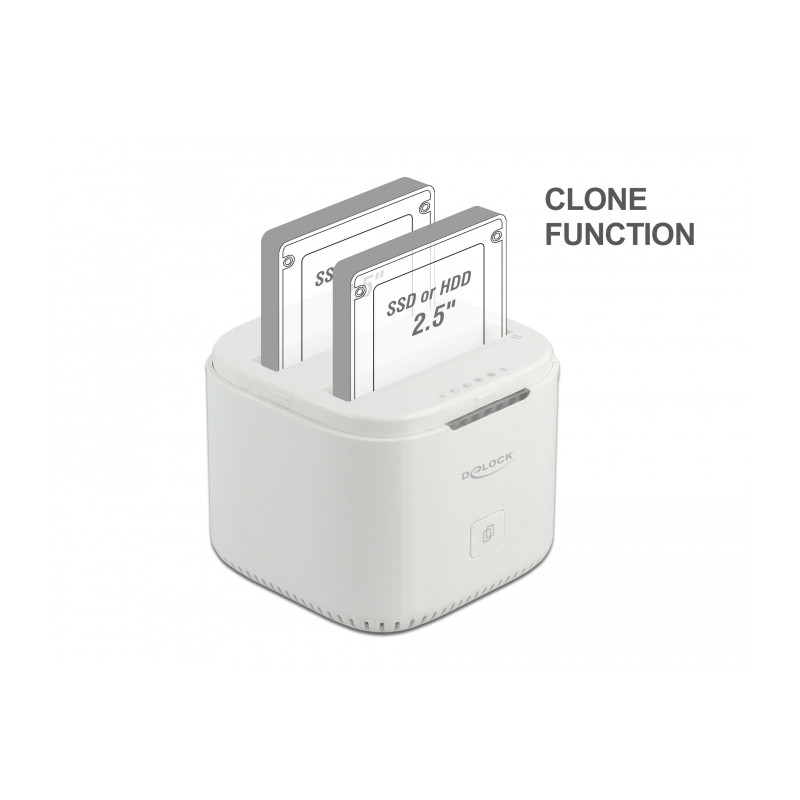 Delock USB Type-C™ 3.2 Dockingstation für 2 x 2.5″ SATA HDD / SSD mit Klon Funktion
