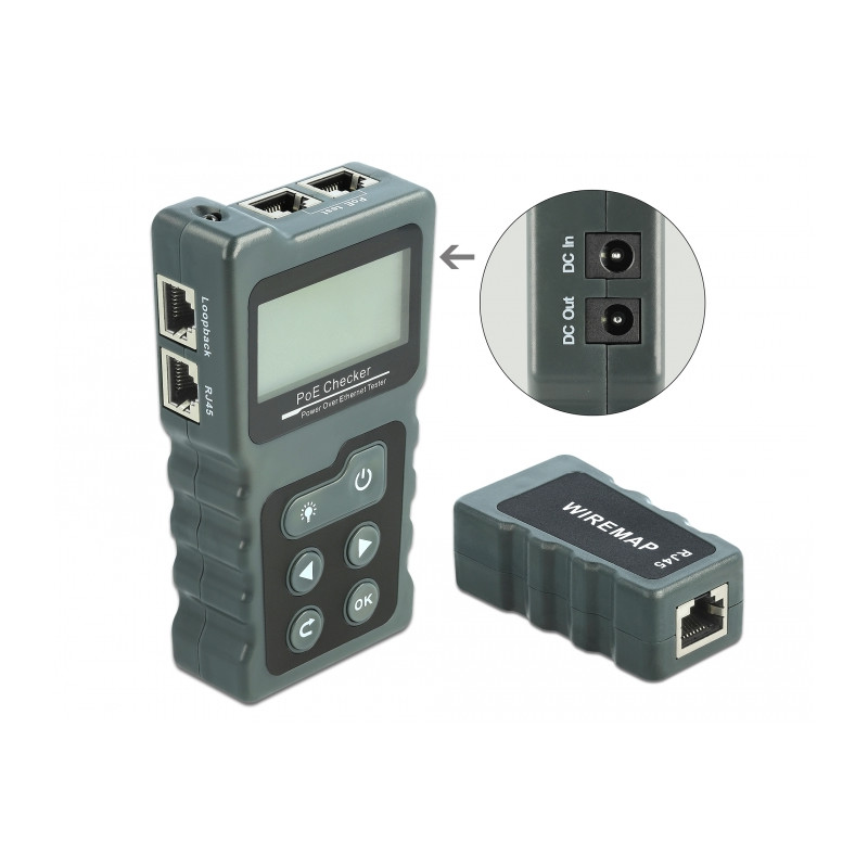 Delock LCD Kabeltester RJ45 / PoE / DC