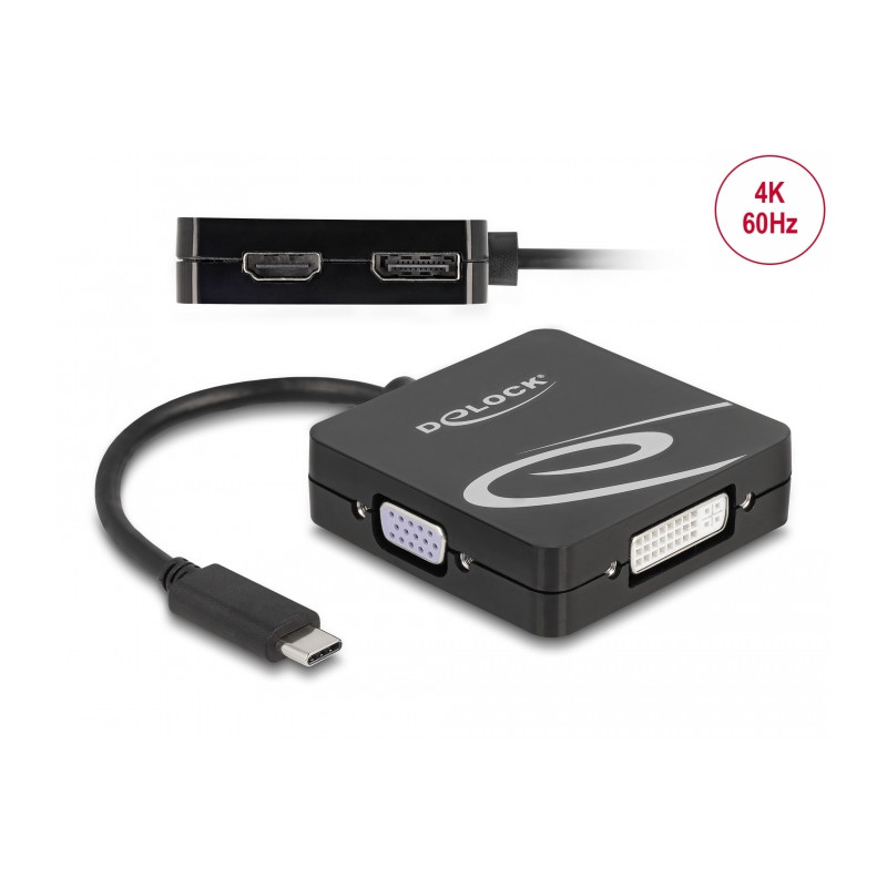 Delock USB Type-C™ Adapter für einen VGA, DVI, HDMI oder DisplayPort Monitor