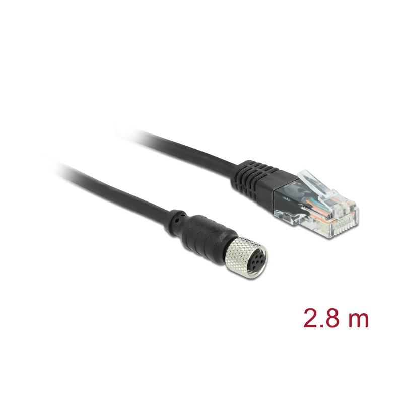 Navilock Anschlusskabel M8 Buchse wasserdicht Seriell zu RJ45 Stecker 2,8 m