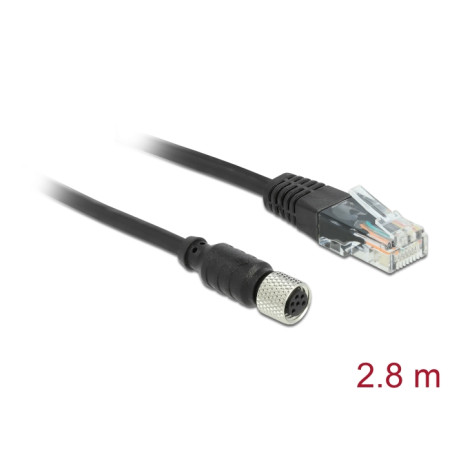 Navilock Anschlusskabel M8 Buchse wasserdicht Seriell zu RJ45 Stecker 2,8 m