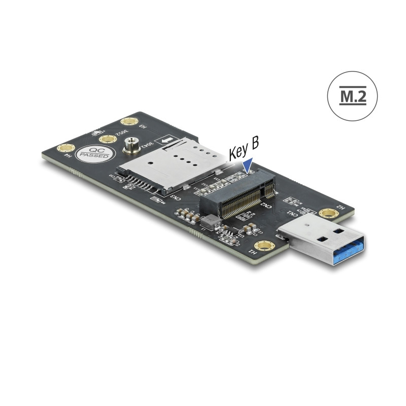 Delock USB 3.0 Konverter Typ-A Stecker zu M.2 Key B mit SIM Slot
