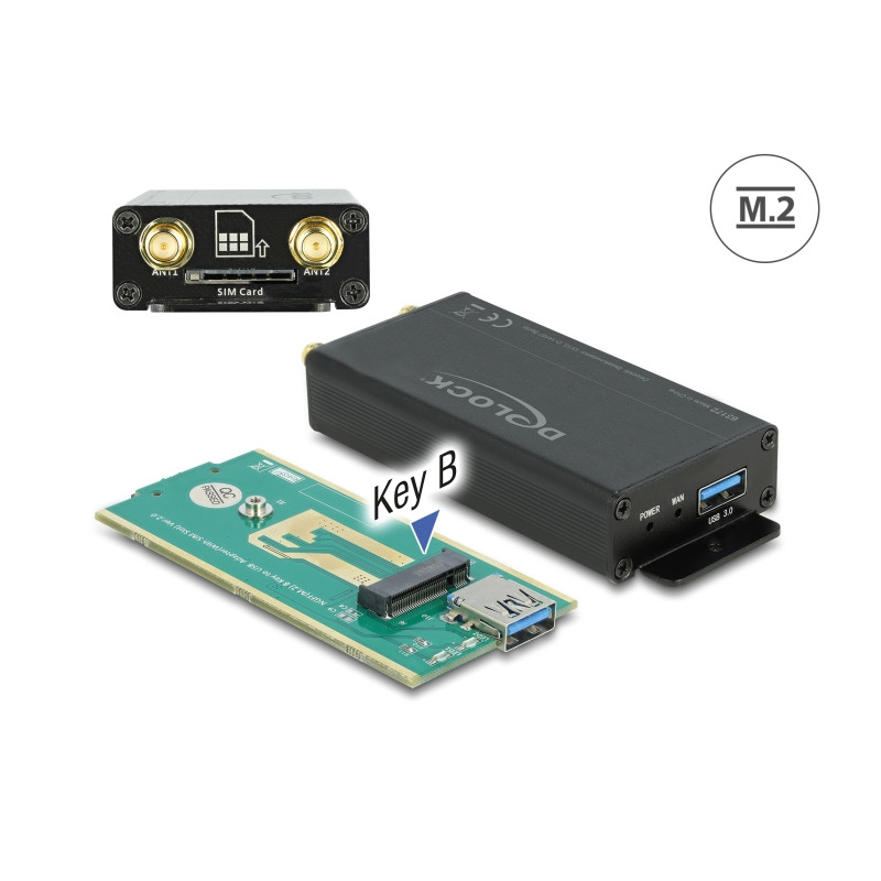 Delock USB 3.0 Konverter für M.2 Key B Modul mit SIM Slot und Gehäuse