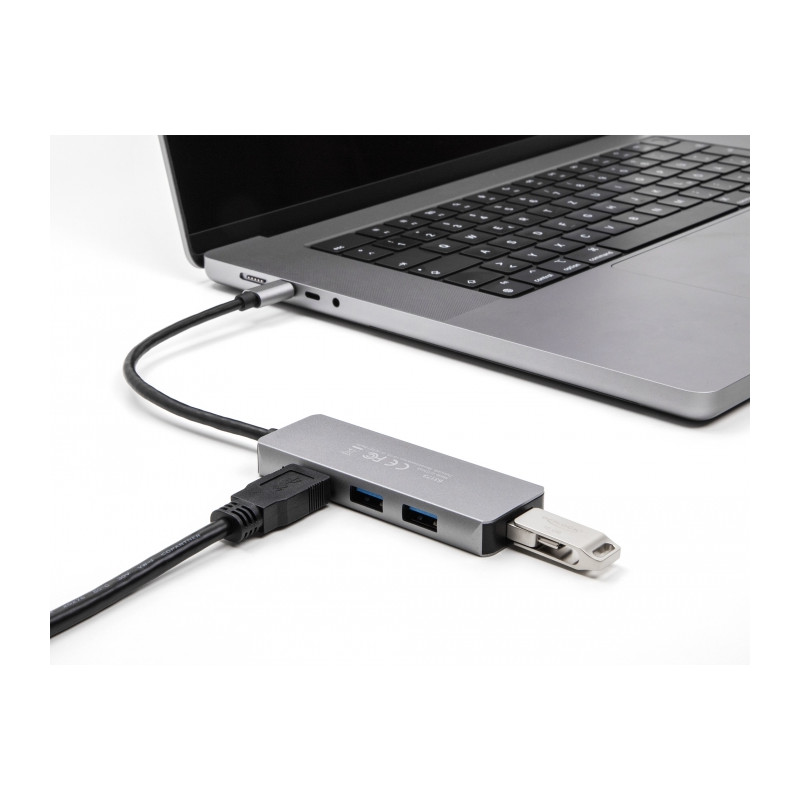 Delock 4 Port USB 5 Gbps Hub mit USB Type-C™ Anschluss – USB Typ-A Buchsen seitlich
