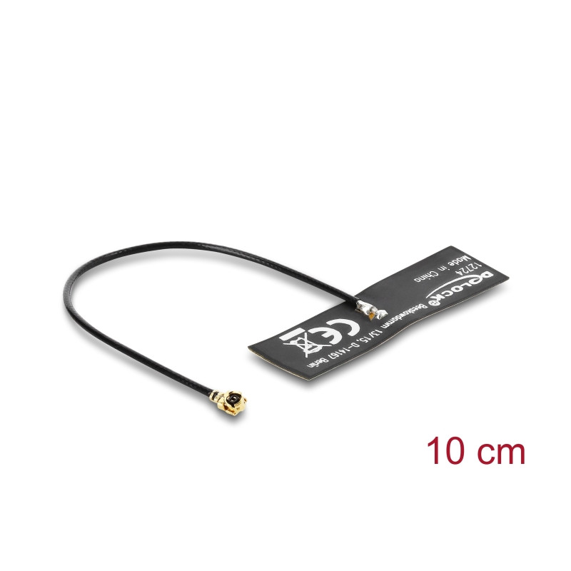 Delock WiFi 6 Antenne I-PEX Inc., MHF® I Stecker 4,5 - 5,0 dBi omnidirektional mit Anschlusskabel 1.13 10 cm FPC intern Klebemon