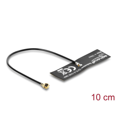 Delock WiFi 6 Antenne I-PEX Inc., MHF® I Stecker 4,5 - 5,0 dBi omnidirektional mit Anschlusskabel 1.13 10 cm FPC intern Klebemon