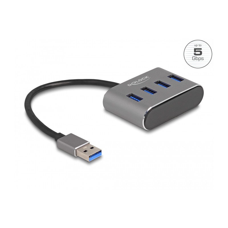 Delock 4 Port USB 5 Gbps Hub mit USB Typ-A Anschluss – USB Typ-A Buchsen oben