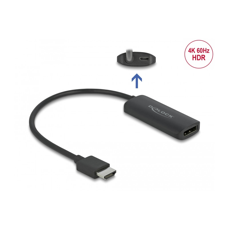 Delock Adapter HDMI-A Stecker zu DisplayPort Buchse 4K 60 Hz