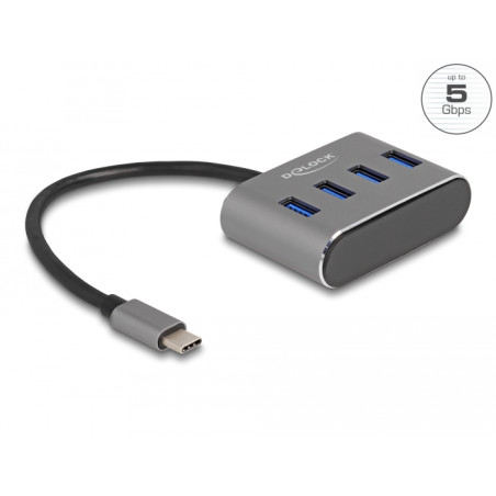 Delock 4 Port USB 5 Gbps Hub mit USB Type-C™ Anschluss – USB Typ-A Buchsen oben