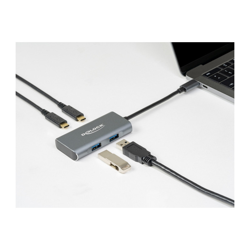 Delock Externer USB 10 Gbps USB Type-C™ Hub mit 2 x USB Typ-A und 2 x USB Type-C™
