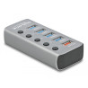 Delock USB 5 Gbps Hub mit 4 Ports + 1 Schnellladeport mit Schalter und Beleuchtung