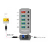 Delock USB 5 Gbps Hub mit 4 Ports + 1 Schnellladeport mit Schalter und Beleuchtung