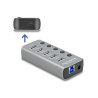 Delock USB 5 Gbps Hub mit 4 Ports + 1 Schnellladeport + 1 USB-C™ PD 3.0 Port mit Schalter und Beleuchtung