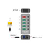 Delock USB 5 Gbps Hub mit 4 Ports + 1 Schnellladeport + 1 USB-C™ PD 3.0 Port mit Schalter und Beleuchtung