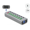 Delock USB 5 Gbps Hub mit 7 Ports + 1 Schnellladeport + 1 USB-C™ PD 3.0 Port mit Schalter und Beleuchtung