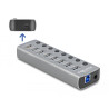 Delock USB 5 Gbps Hub mit 7 Ports + 1 Schnellladeport + 1 USB-C™ PD 3.0 Port mit Schalter und Beleuchtung