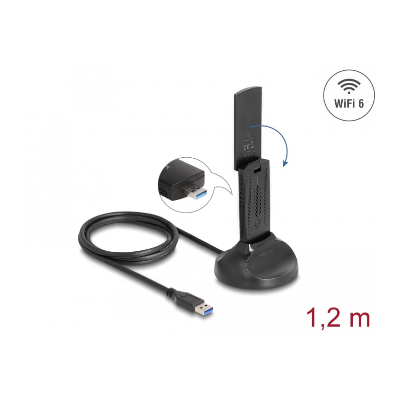 Delock Wi-Fi 6 Dualband WLAN USB Adapter AX1800 (1201 + 574 Mbps)