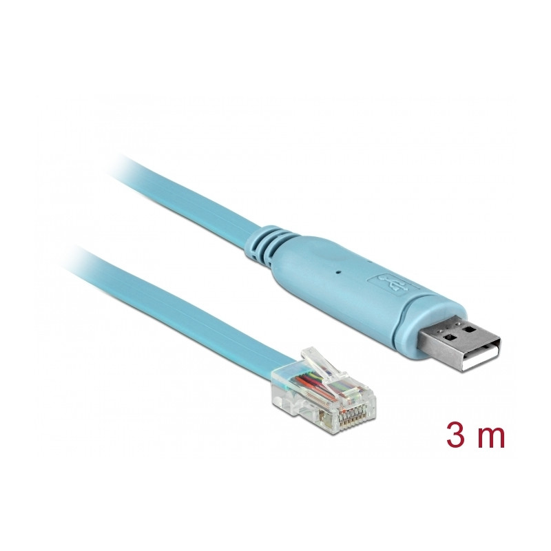 Delock Adapter USB 2.0 Typ-A Stecker - 1 x Seriell RS-232 RJ45 Stecker 3,0 m blau