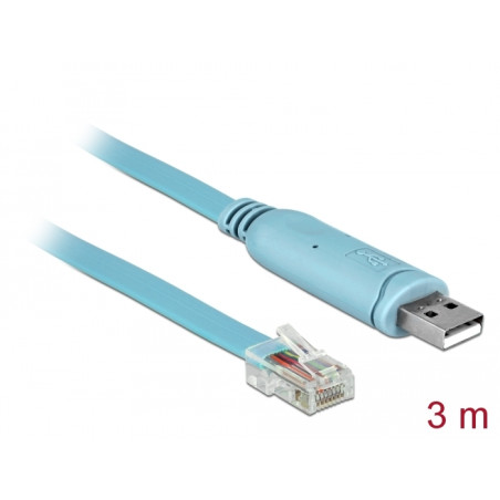 Delock Adapter USB 2.0 Typ-A Stecker - 1 x Seriell RS-232 RJ45 Stecker 3,0 m blau