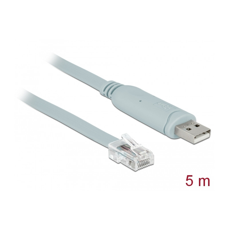 Delock Adapter USB 2.0 Typ-A Stecker - 1 x Seriell RS-232 RJ45 Stecker 5,0 m grau