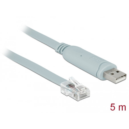 Delock Adapter USB 2.0 Typ-A Stecker - 1 x Seriell RS-232 RJ45 Stecker 5,0 m grau