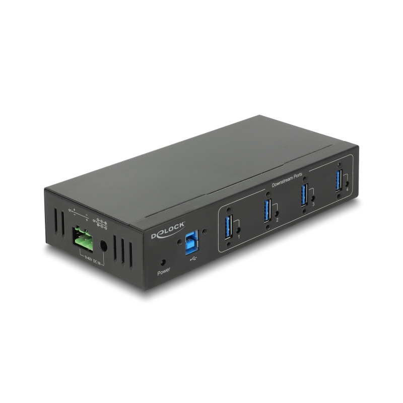 Delock Externer Industrie Hub 4 x USB 5 Gbps Typ-A mit 20 kV ESD Schutz