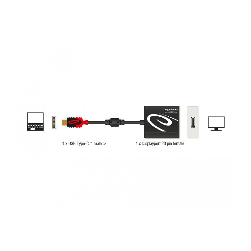 Delock Adapter USB Type-C™ Stecker zu DisplayPort Buchse (DP Alt Mode) 8K 60 Hz
