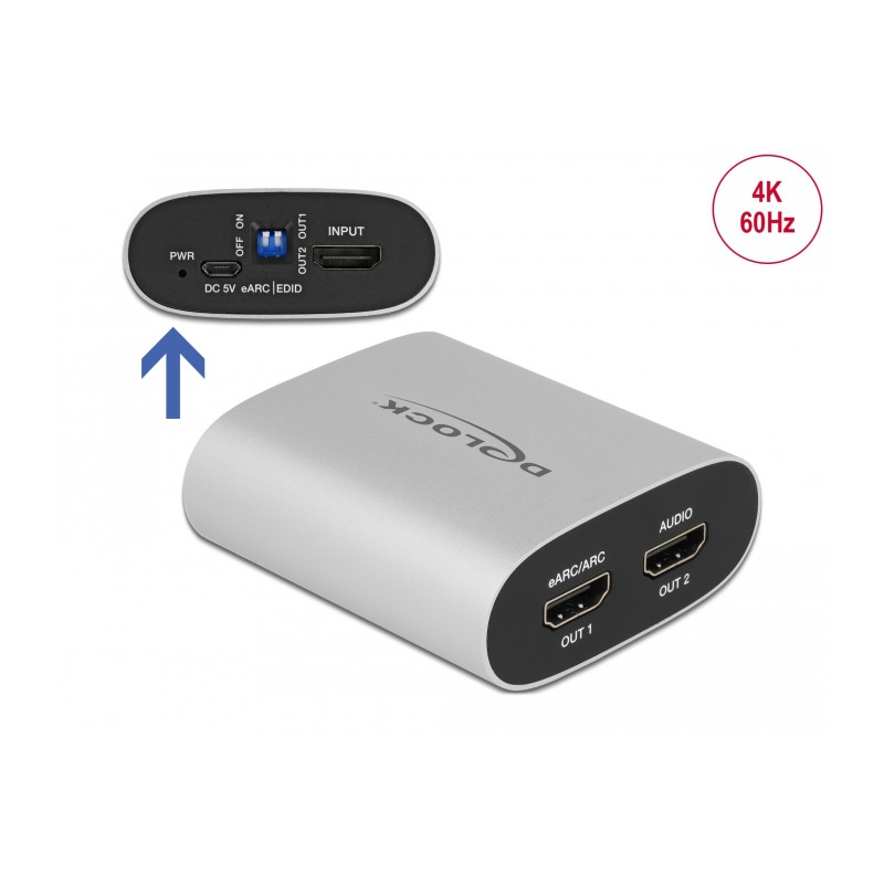 Delock HDMI HD Audio Extractor 4K 60 Hz zu HDMI mit eARC