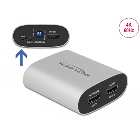 Delock HDMI HD Audio Extractor 4K 60 Hz zu HDMI mit eARC