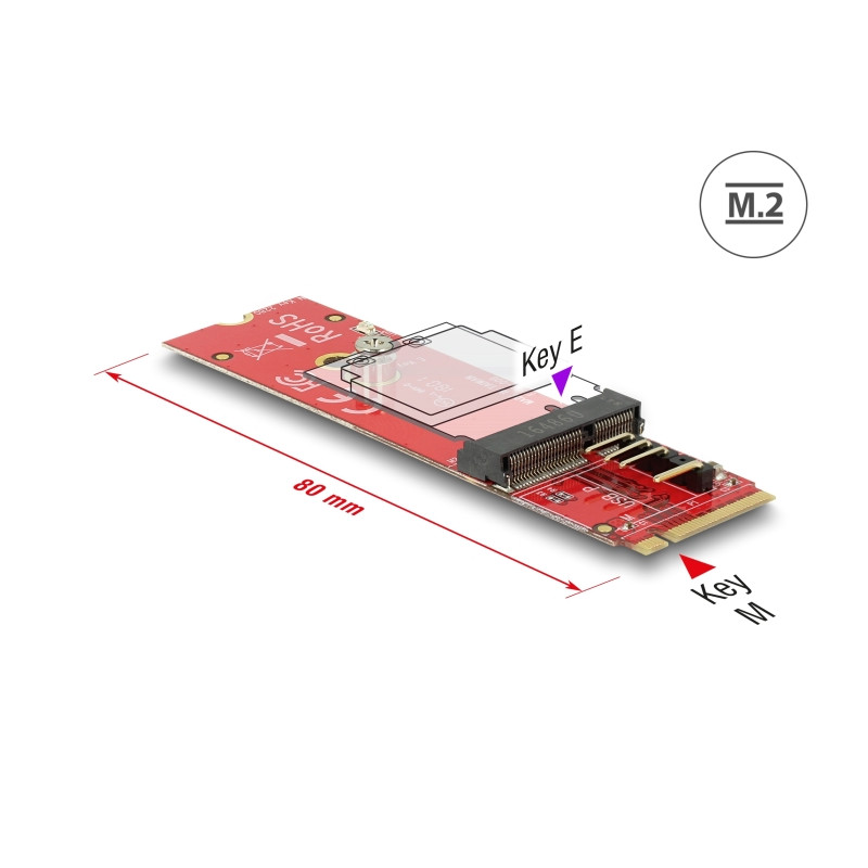 Delock Konverter M.2 Key M Stecker - M.2 Key E Slot für USB und PCIe Module
