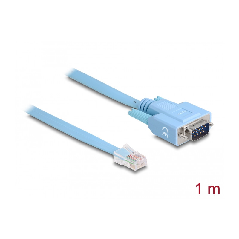 Delock Adapter RS-232 DB9 Stecker zu 1 x Seriell RS-232 RJ45 Stecker 1 m