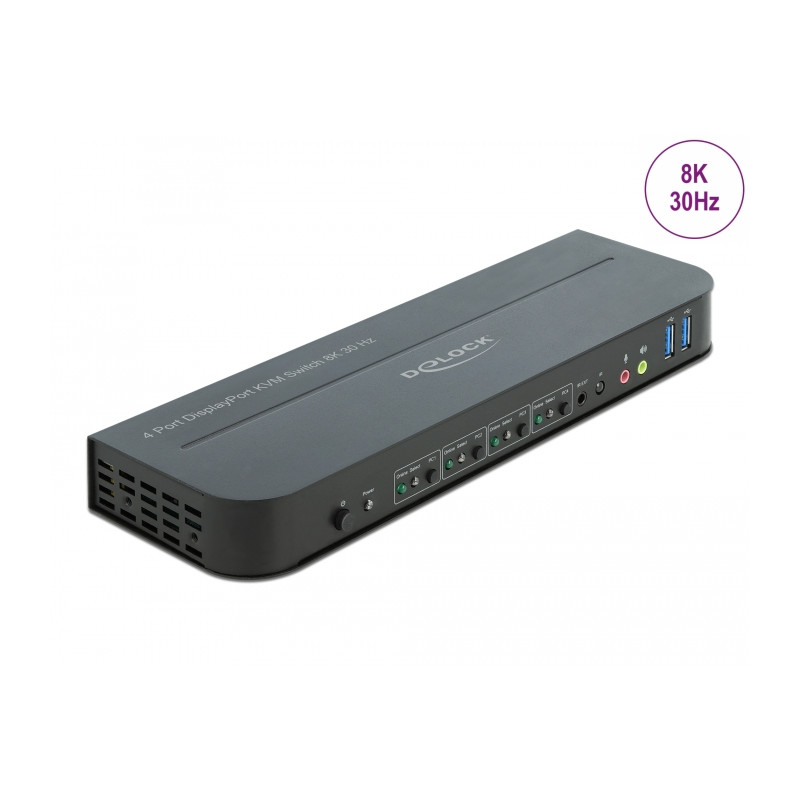 Delock DisplayPort 1.4 KVM Switch 8K 30 Hz mit USB 5 Gbps und Audio